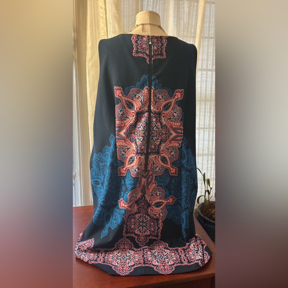 Taylor Navy Blue Mini Dress with Pink Medallion Print - Picture 6 of 9